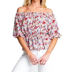 NEW MONTE nellie peasant top in tulip